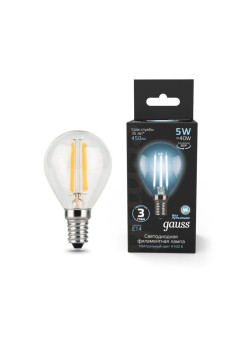 Лампа светодиодная филаментная Black Filament 5Вт P45 шар 4100К нейтр. бел. E14 450лм GAUSS 105801205