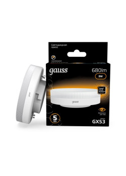 Лампа светодиодная Black 8Вт таблетка 3000К тепл. бел. GX53 680лм GAUSS 108008108