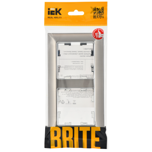 BRITE Рамка 2-местная РУ-2-Бр металл хром/никель IEK