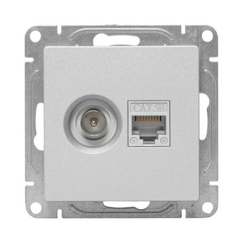 Механизм роз. TV+RJ45 (cat5), алюм. Эпика EKF Механизм роз. TV+RJ45 (cat5), алюм. Эпика EKF