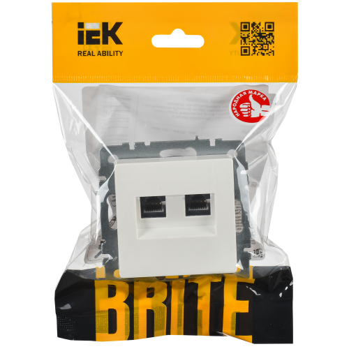 BRITE Розетка компьютерная двойная RJ45 кат.6 РК11-2-БрБ белый IEK
