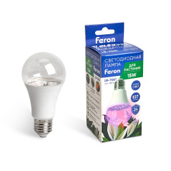 Лампа светодиодная для растений А60 Feron LB-7061 E27 15W 175-265V красно-синий спектр