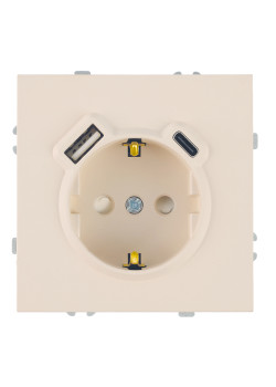 Розетка 1-местная з/ш с/з 16А + USB + Type C (механизм), STEKKER, 250В, 20W, серия Эмили, RST16-5119-08, кашемир, soft touch