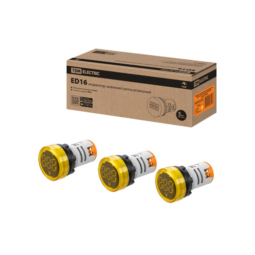 Индикатор значения напряжения ED16-22VD d22мм 20В-500В желтый TDM