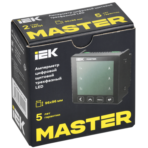 Амперметр цифровой щитовой трехфазный RS-485 96х96 LED MASTER IEK Амперметр цифровой щитовой трехфазный RS-485 96х96 LED MASTER IEK