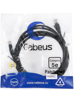 Cabeus PC-UTP-RJ45-CAT.5E-3M-BK-LSZH