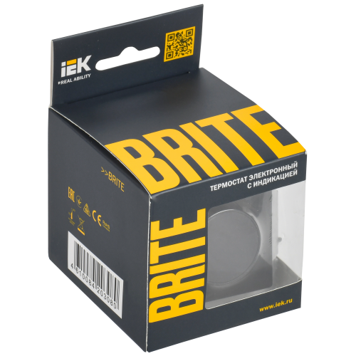 BRITE Термостат электронный с индикацией ТС10-1-БрЧ черный IEK