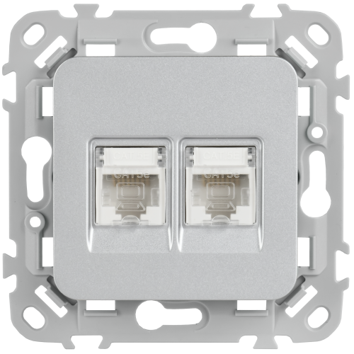 FLITE Розетка 2-местная компьютерная RJ45 категория 5Е UTP РК5е-2-0-ФлА алюминий IEK