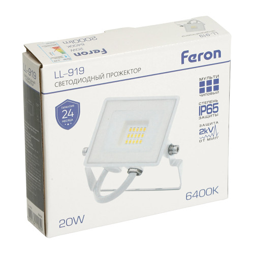 Светодиодный прожектор Feron LL-919 IP65 20W 6400K Светодиодный прожектор Feron LL-919 IP65 20W 6400K
