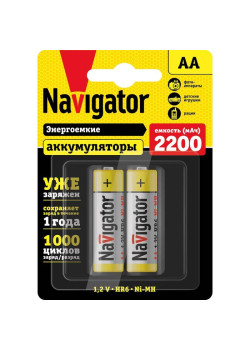 Аккумулятор AA/HR6 94 785 NHR-2200-HR6-RTU-BP2 (блист.2шт) Navigator 94785