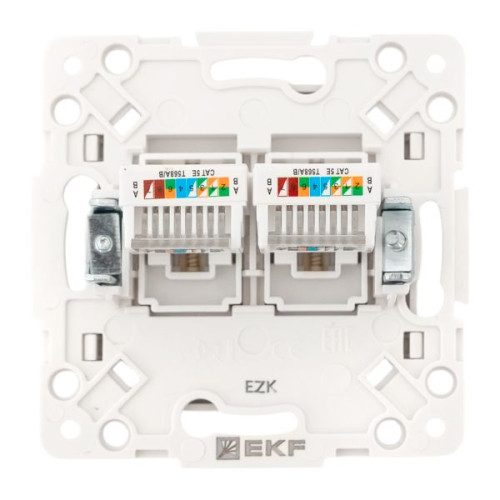 Стокгольм Механизм розетки RJ-45 2-местной белый EKF Стокгольм Механизм розетки RJ-45 2-местной белый EKF