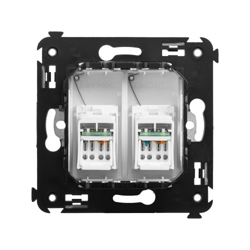 Компьютерная розетка RJ-45 в стену, кат.6 двойная, Компьютерная розетка RJ-45 в стену, кат.6 двойная,