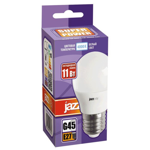 Лампа светодиодная PLED-SP 11Вт G45 4000К нейтр. бел. E27 230В/50Гц JazzWay 5019362 Лампа светодиодная PLED-SP 11Вт G45 4000К нейтр. бел. E27 230В/50Гц JazzWay 5019362