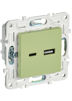 SKANDY Розетка USB A+C 3,1А SK-R14G мятный IEK