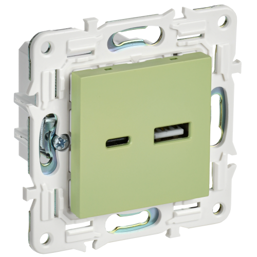 SKANDY Розетка USB A+C 3,1А SK-R14G мятный IEK