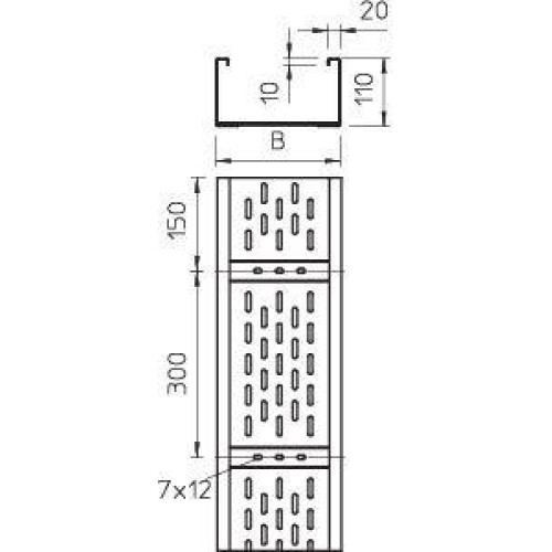 Лоток листовой перфорированный 400х110 L6000 сталь 2мм WKSG 140 FT OBO 6098149 Лоток листовой перфорированный 400х110 L6000 сталь 2мм WKSG 140 FT OBO 6098149