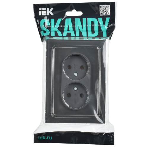 SKANDY Розетка 2-местная без заземления без защитных шторок для плоской вилки 10А SK-R03G стекло графит IEK SKANDY Розетка 2-местная без заземления без защитных шторок для плоской вилки 10А SK-R03G стекло графит IEK