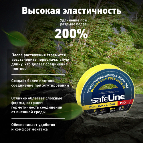 Изолента ПВХ желтая 19мм 20м