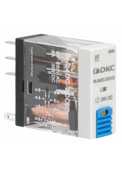 Реле миниатюрное промышленное, 2CO, ком. ток 8А, AgSnO₂, напряжение 110VDC, опция: тест-кнопка+светодиод+защитный диод
