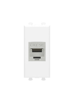 Компьютерная розетка RJ-45 без шторки модульная, кат.5е экранированная, Avanti, белое облако, 1 модуль