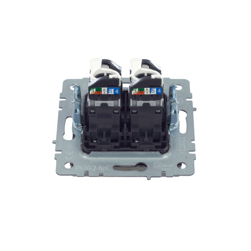 BRITE Розетка компьютерная двойная RJ45 кат.5E РК10-2-БрС сталь IEK BRITE Розетка компьютерная двойная RJ45 кат.5E РК10-2-БрС сталь IEK