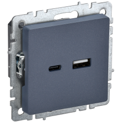 BRITE Розетка USB A+C 18Вт РЮ11-1-БрМ маренго IEK