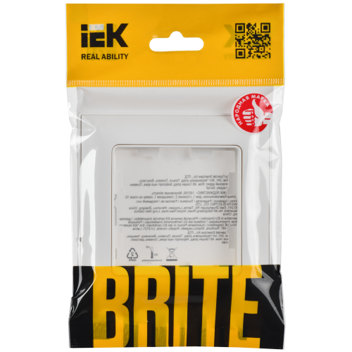 BRITE Рамка 1-местная РУ-1-БрАБ арктический белый/белый IEK