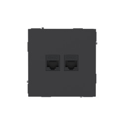 Компьютерная розетка RJ-45 без шторки, кат.6А двойная, KANT, черный уголь