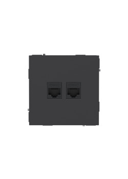 Компьютерная розетка RJ-45 без шторки, кат.6А двойная, KANT, черный уголь