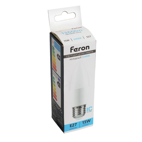 Лампа светодиодная Feron LB-980 Свеча E27 15W 175-265V 6400K