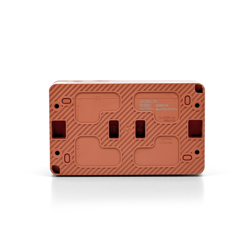 ATLASDESIGN PROFI IP54 О/У БЛОК: РОЗЕТКА с заземл. со шт., 16А, ВЫКЛЮЧАТЕЛЬ 2-клав., 10АХ, ТЕРРАКОТОВЫЙ