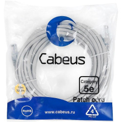 Патч-корд Cabeus PC-UTP-RJ45-CAT.5E-15M-LSZH U/UTP RJ-45 вил.-вилка RJ-45 кат.5E 15м серый LSZH
