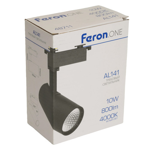 Светодиодный светильник Feron.ONE AL141 трековый однофазный на шинопровод 10W 4000K 35 градусов черный Светодиодный светильник Feron.ONE AL141 трековый однофазный на шинопровод 10W 4000K 35 градусов черный