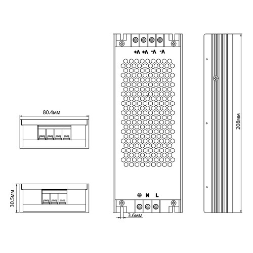 Трансформатор электронный для светодиодной ленты 400W 48V 210*81*30мм IP20 (драйвер), LB049 FERON Трансформатор электронный для светодиодной ленты 400W 48V 210*81*30мм IP20 (драйвер), LB049 FERON
