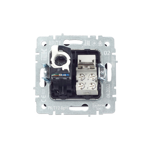 BRITE Розетка двойная RJ11+RJ45 кат.5E РК/Т12-БрЧ черный IEK BRITE Розетка двойная RJ11+RJ45 кат.5E РК/Т12-БрЧ черный IEK