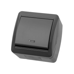 Выключатель 1-кл. открытой установки с подсветкой IP44 10А серый 