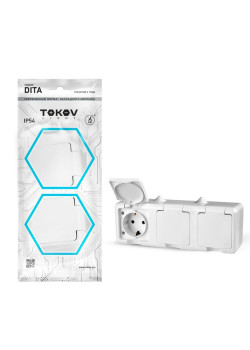 Розетка 3-м ОП Dita 16А IP54 250В с заземл. с крышкой бел. TOKOV ELECTRIC TKL-DT-R3Z-C01-IP54