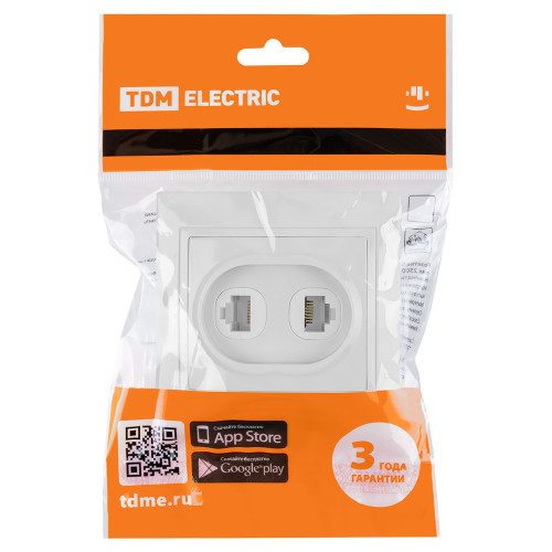 Розетка телефонная RJ11 + компьютерная RJ45 белая Розетка телефонная RJ11 + компьютерная RJ45 белая