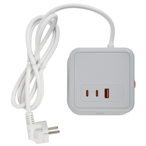 Удлинитель У08K 8 мест 2P+PE 1,5м 3х1,0мм2 16А/250В USB A+C 20Вт серый DOMINIC IEK Удлинитель У08K 8 мест 2P+PE 1,5м 3х1,0мм2 16А/250В USB A+C 20Вт серый DOMINIC IEK