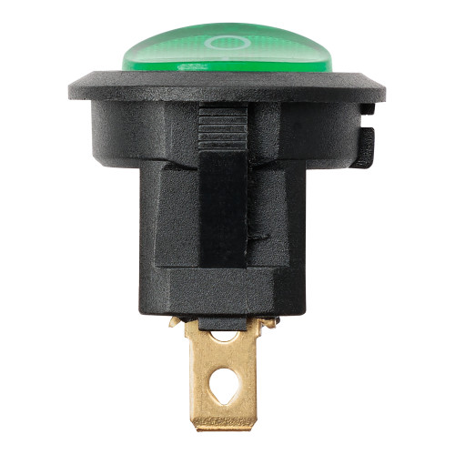 Выключатель клавишный круглый KCD11-101N 250В AC/DC, 1P, 3А, (3с), ON-OFF, черный корпус, зеленая клавиша с LED подсветкой, Micro TDM Выключатель клавишный круглый KCD11-101N 250В AC/DC, 1P, 3А, (3с), ON-OFF, черный корпус, зеленая клавиша с LED подсветкой, Micro TDM