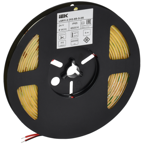 Лента светодиодная 5м COB 312LED/м 8Вт/м IP65 ширина 8мм 24В холодный белый IEK Лента светодиодная 5м COB 312LED/м 8Вт/м IP65 ширина 8мм 24В холодный белый IEK