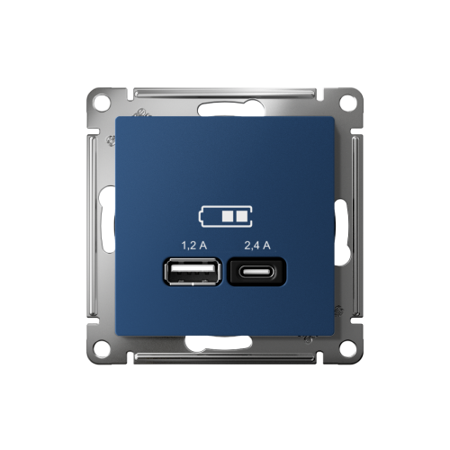 ATLASDESIGN USB РОЗЕТКА А+С, 5В/2,4А, 2х5В/1,2А, механизм, АКВАМАРИН ATLASDESIGN USB РОЗЕТКА А+С, 5В/2,4А, 2х5В/1,2А, механизм, АКВАМАРИН