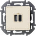 INSPIRIA Зарядное устройство USB А+С 3000мА 5Вслоновая кость