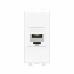 Компьютерная розетка RJ-45 без шторки модульная , кат.6А, Avanti, белое облако, 1 модуль