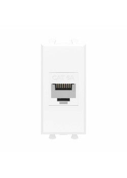 Компьютерная розетка RJ-45 без шторки модульная , кат.6А, Avanti, белое облако, 1 модуль