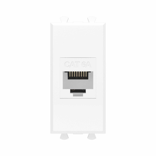 Компьютерная розетка RJ-45 без шторки модульная , кат.6А, Avanti, белое облако, 1 модуль
