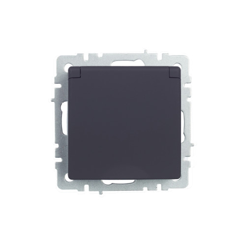 BRITE Розетка 1-местная с заземлением с защитными шторками и крышкой 16А IP44 РСбш10-3-44-БрГ графит IEK BRITE Розетка 1-местная с заземлением с защитными шторками и крышкой 16А IP44 РСбш10-3-44-БрГ графит IEK