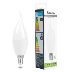 Лампа светодиодная Feron LB-980 Свеча на ветру E14 15W 175-265V 4000K