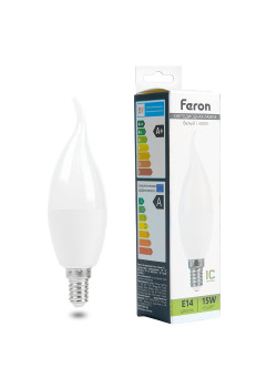 Лампа светодиодная Feron LB-980 Свеча на ветру E14 15W 175-265V 4000K