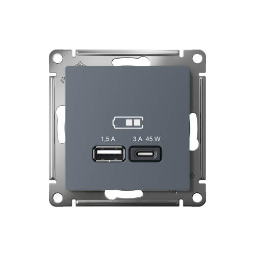 ATLASDESIGN USB РОЗЕТКА A + тип-C 45Вт высокоскор.заряд. QC, PD, механизм, ГРИФЕЛЬ ATLASDESIGN USB РОЗЕТКА A + тип-C 45Вт высокоскор.заряд. QC, PD, механизм, ГРИФЕЛЬ